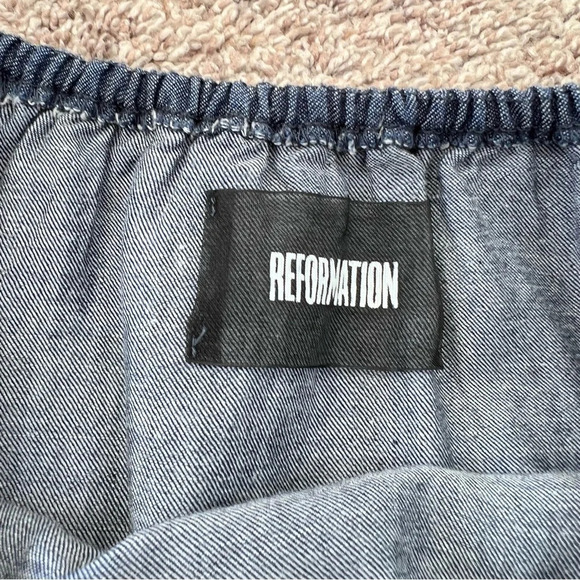 Reformation Scarlett Chambray Denim Off Shoulder Blouse - Picture 8 of 10